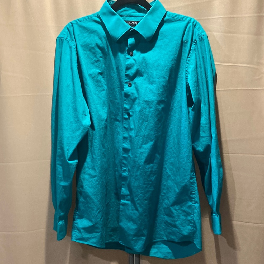 Teal button down shirt